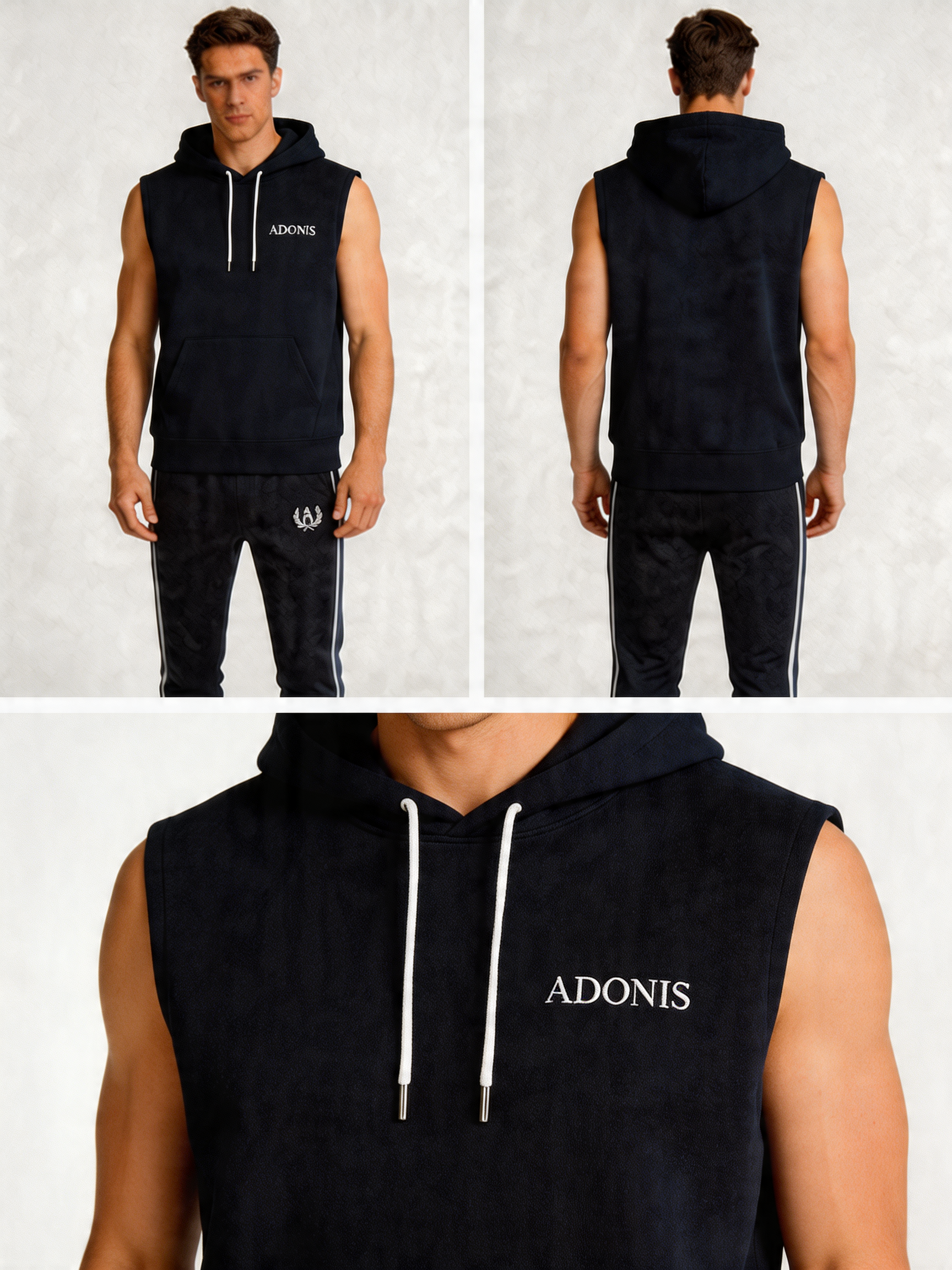 Sleeveless Hoodie Navy Blue